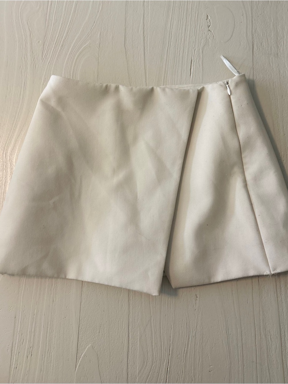 Zara Cream Wrap-Front Mini Skort
